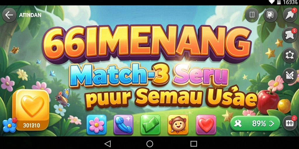 Tampilan gameplay 66MENANG dengan tantangan Match-3.