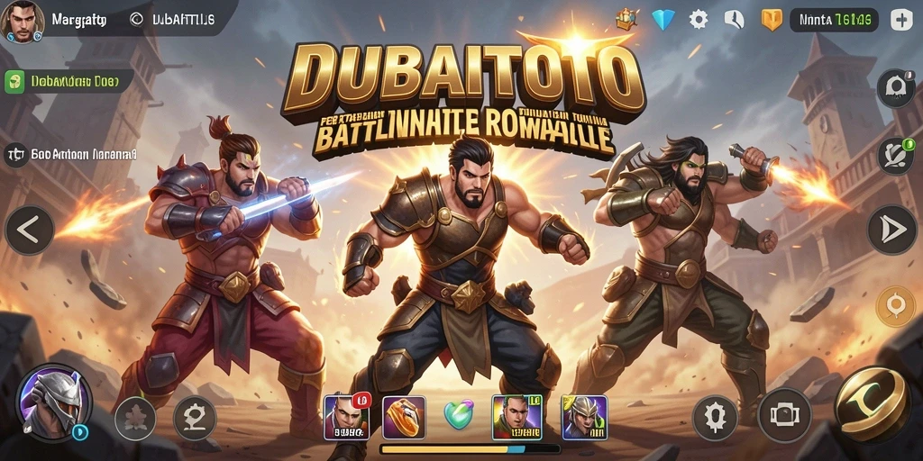Screenshot DUBAITOTO menampilkan aksi Battle Royale yang seru.