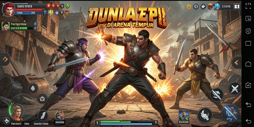 Tampilan menarik dari gameplay DUNIA77 dalam pertarungan sengit.