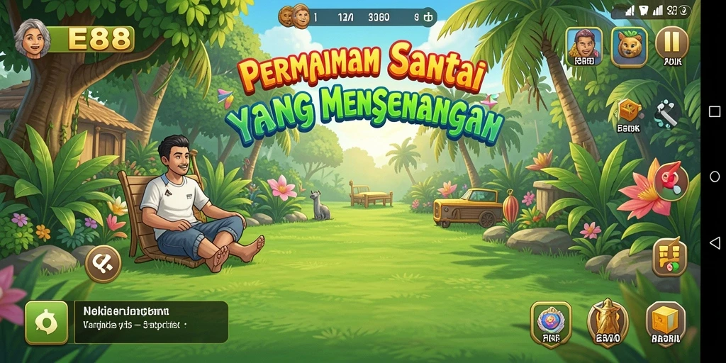 Screenshot E88 menampilkan permainan santai yang menarik dengan grafis cerah.