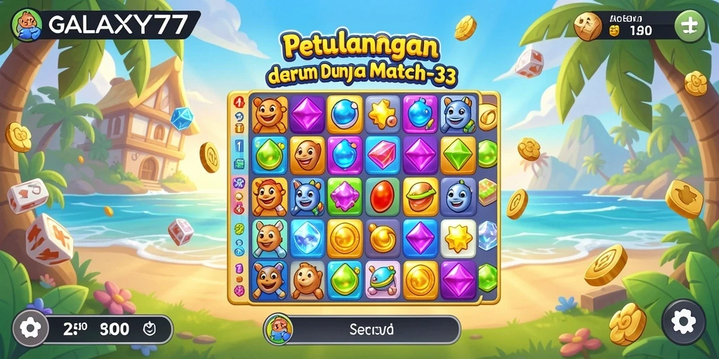Tampilan gameplay seru dari GALAXY77 dalam aksi Match-3.