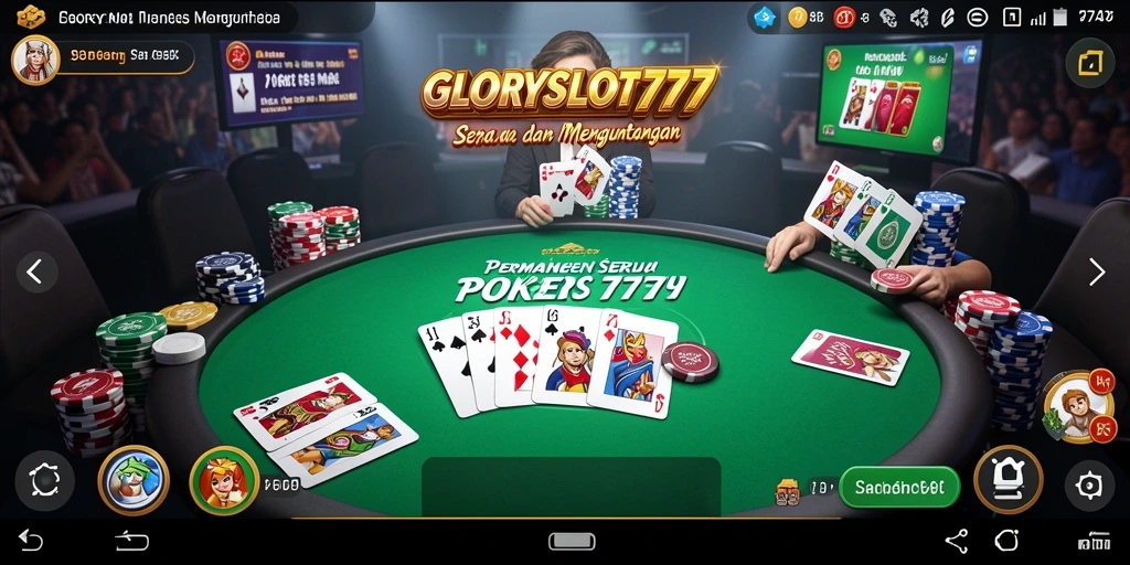 Screenshot gameplay GLORYSLOT777 menampilkan aksi seru permainan Poker.