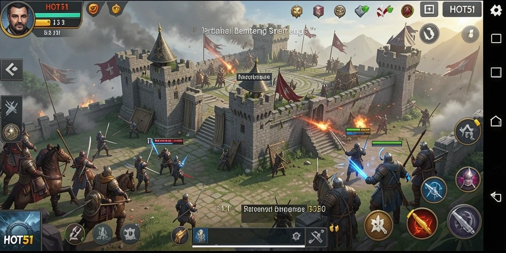 Tampilan gameplay HOT51 yang menegangkan dalam pertarungan Tower Defense.