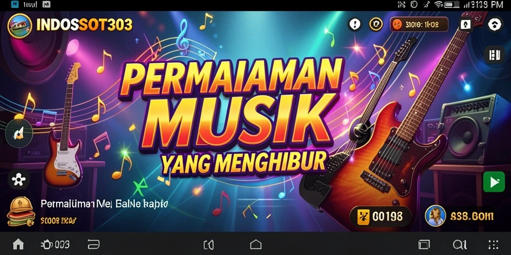 Screenshot gameplay INDOSLOT303 menampilkan pengguna menikmati musik dengan gameplay menarik.