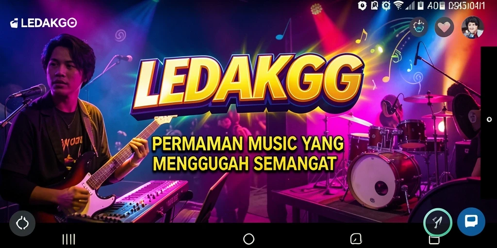 Screenshot gameplay LEDAKGG menunjukkan aksi seru dengan iringan musik.