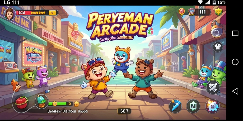 Screenshot utama LG111 menampilkan aksi cepat dalam gameplay Arcade.