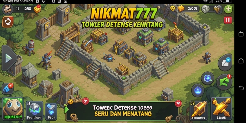 Tampilan gameplay seru NIKMAT777 dalam mode Tower Defense yang menegangkan.