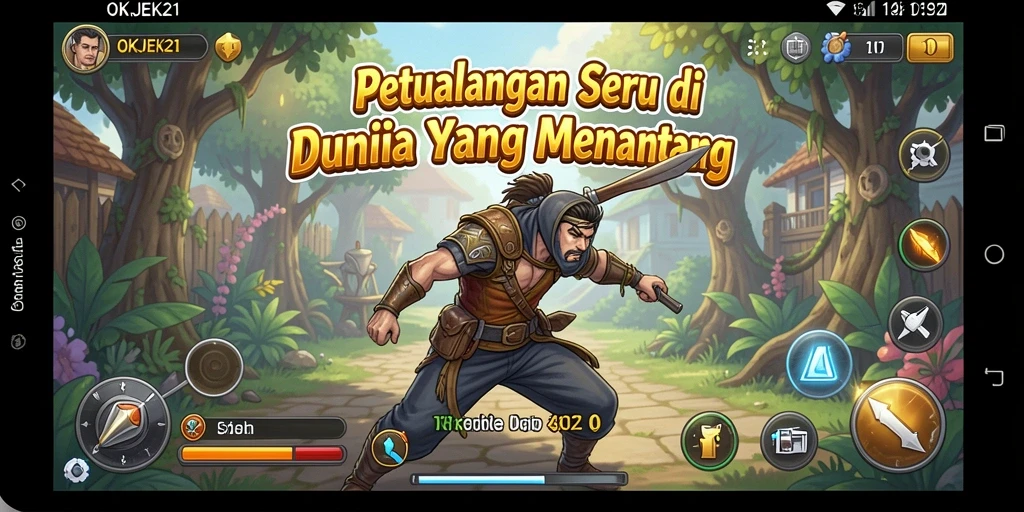 Screenshot gameplay OKJEK21 menunjukkan aksi seru di dunia petualangan.