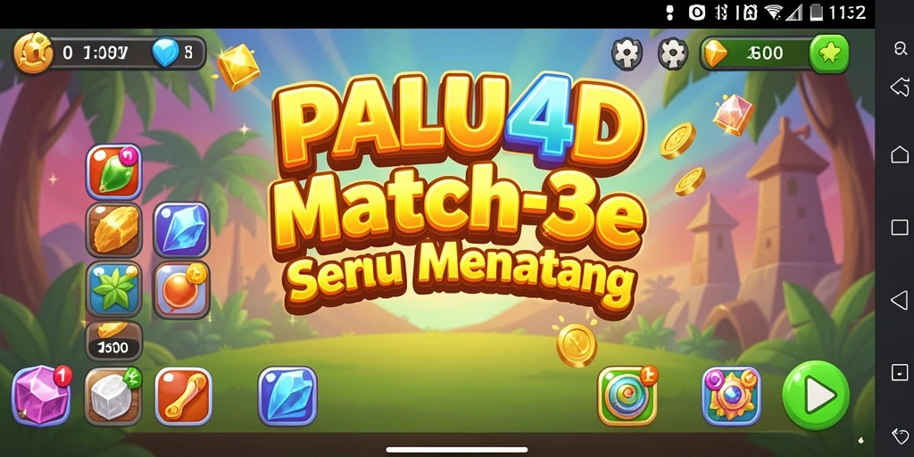 Tampilan seru gameplay PALU4D dalam momen Match-3.