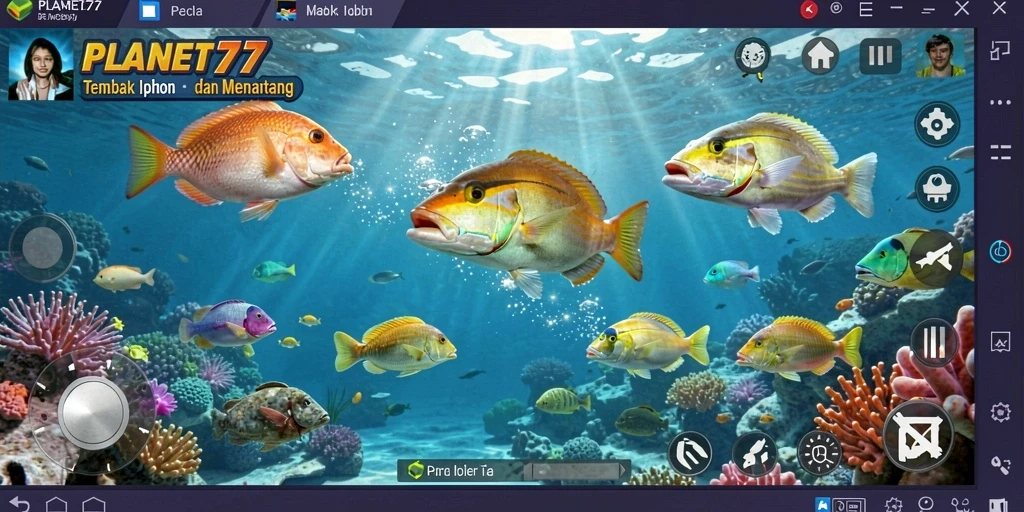 Tampilan gameplay mendebarkan dengan aksi Tembak Ikan yang seru.