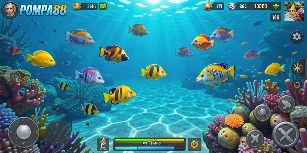 Tampilan gameplay POMPA88 menembak ikan yang menarik dan seru.