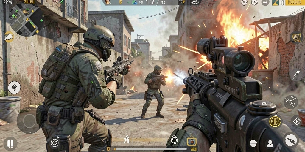 Tangkapan layar menampilkan aksi intens gameplay FPS di RP79.