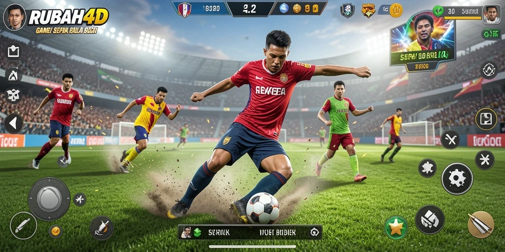 Screenshot utama game RUBAH4D dengan aksi sepak bola yang seru.