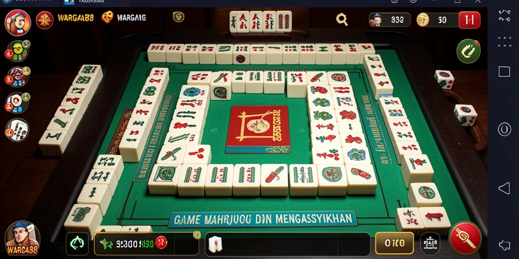 Screenshot gameplay WARGA88 yang menampilkan aksi Mahjong seru.